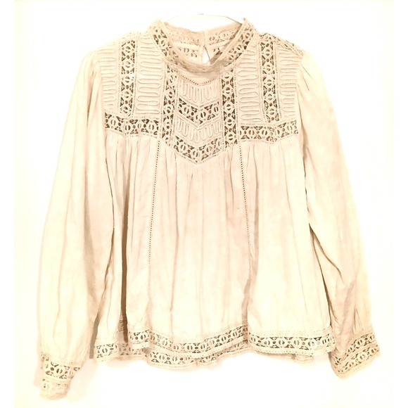 Jennifer & Grace Tops - JENNIFER & GRACE Cottagecore Crochet Lace Blouse L